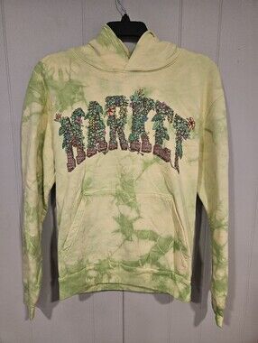 Market Men's Size Small Hawaiian Garden Green Tie Dye Cotton Pullover Hoodie NWT